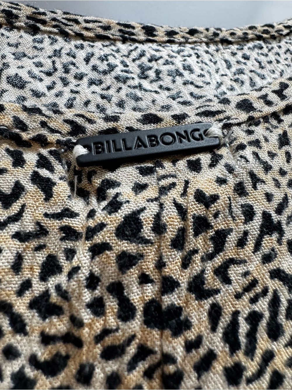 Billabong Leopard Print Top in Beige and Black size M